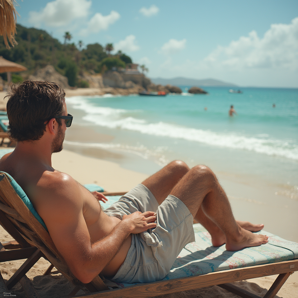 man sitting in front of the sea relaxing