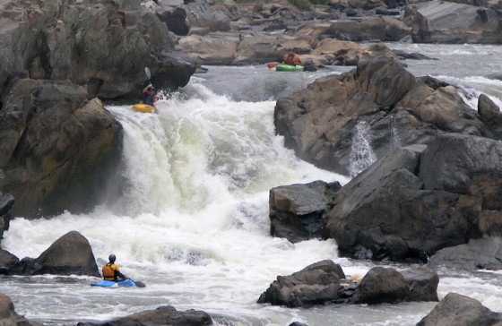Whitewater kayaking on Great Falls, Potomac River